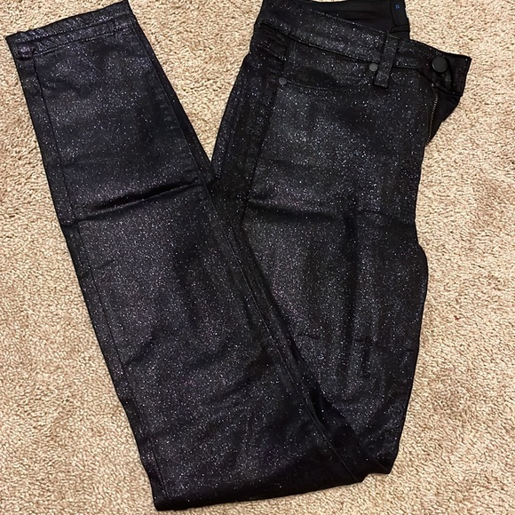 PAIGE Hoxton Ultra Skinny Night Violet Shimmer Glitter Denim - Picture 7 of 16